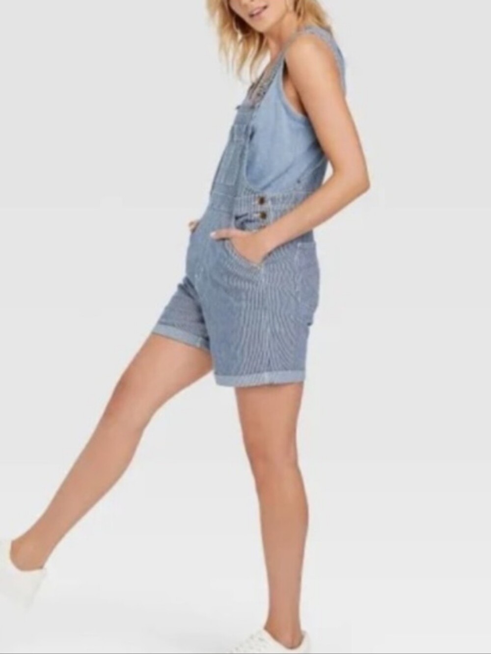 Universal Thread Railroad Stripe Denim Overalls Size 12 New - Picture 7 of 8